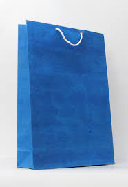 Blue Handmade Paper Bags, Pattern : Plain