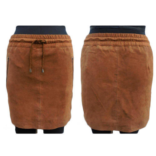 Ladies Leather Brown Skirts