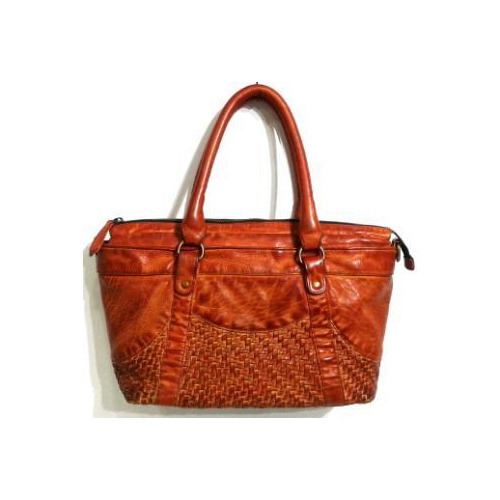 Ladies Leather Brown Shoulder Bags, Color : Cognac