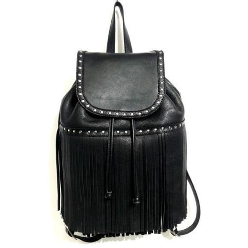 Ladies Leather Riveted Backpack Bags, Color : Black