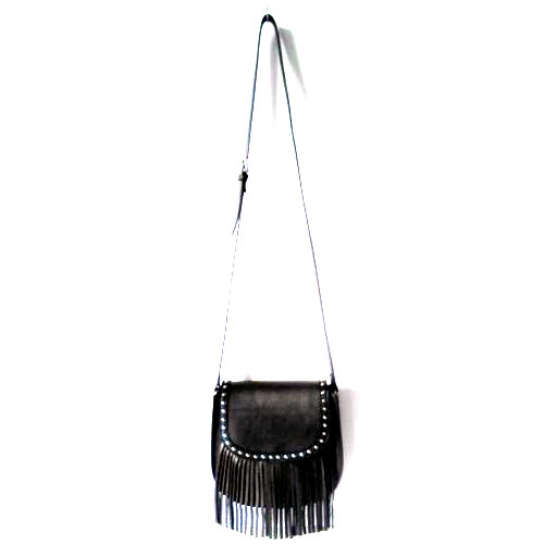 Ladies Leather Riveted Sling Bags, Color : Black