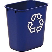 Rubbermaid 2955-73 Small Deskside Recycling Container with Symbol, Blu