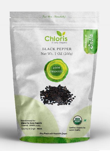 Chloris 200g Organic Black Pepper Seeds, Certification : NPOP, USDA