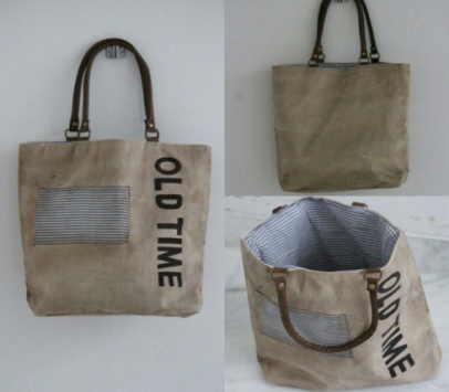 PH067 Canvas Mix Leather Tote Bag
