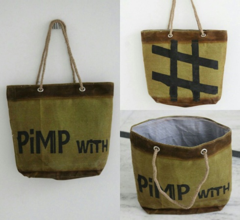 PH070 Canvas Mix Leather Tote Bag