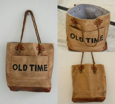 PH073 Canvas Mix Leather Tote Bag