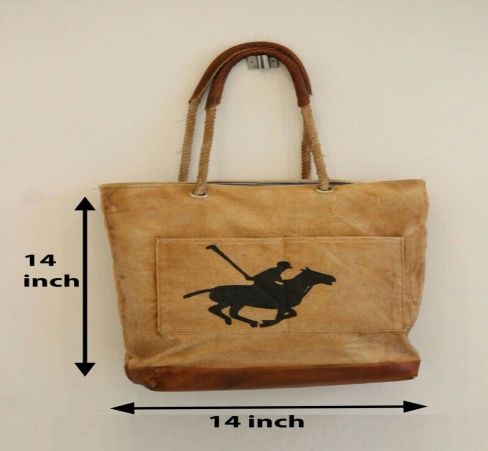 PH074 Canvas Mix Leather Tote Bag