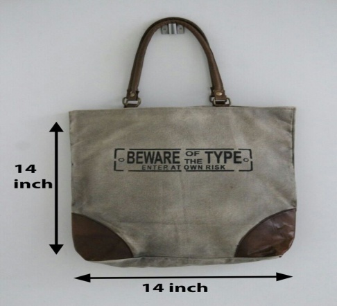 PH076 Canvas Mix Leather Tote Bag