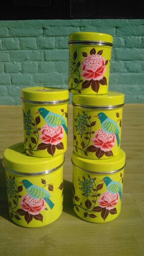 Hand painted Metalware Canister set