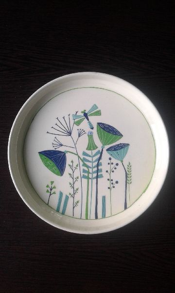  Stainless Steel Hand painted round plate