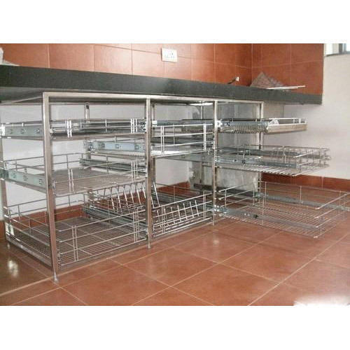 Stainless Steel Modular Kitchen Trolley, Color : Metallic grey