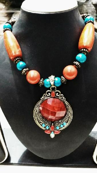 Beaded Orange Necklace