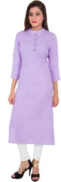 Shop Online Pink Cotton Long Kurtis And Kurtas Ethnic Plain Cotton Kurti   Lady India