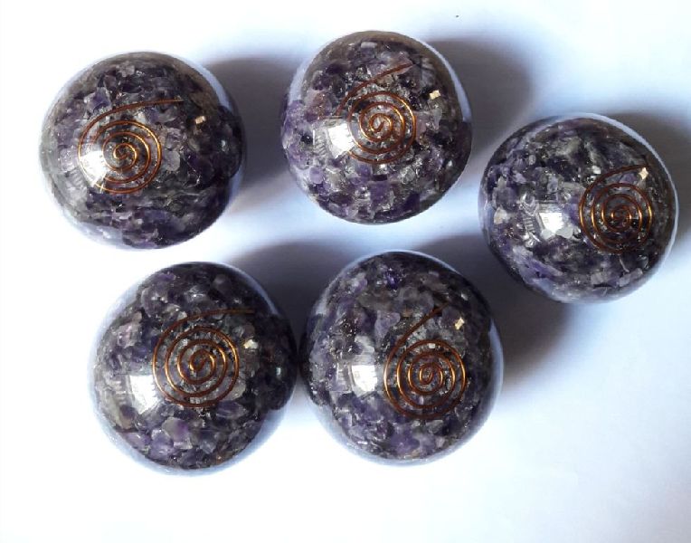 Polished Amethyst Orgone Stone Spheres, Feature : Durable