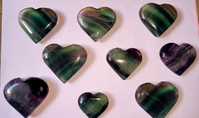 Polished Fluorite Stone Puffy Hearts, Feature : Durable
