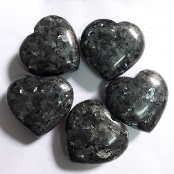Polished Larvikite Stone Puffy Hearts, Pattern : Printed