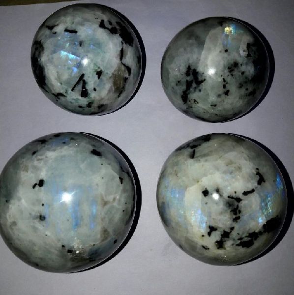 White Rainbow Moonstone Stone Spheres, Feature : Durable
