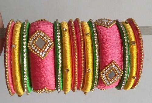 Silk Thread Multicolor Bangle Set