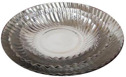 Silver Aluminum Coated Disposable Paper Plates, for Event Party Supplies, Utility Dishes