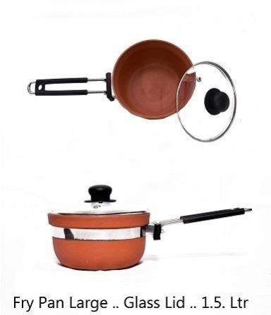 Terracotta Fry Pan Large Glass Lid