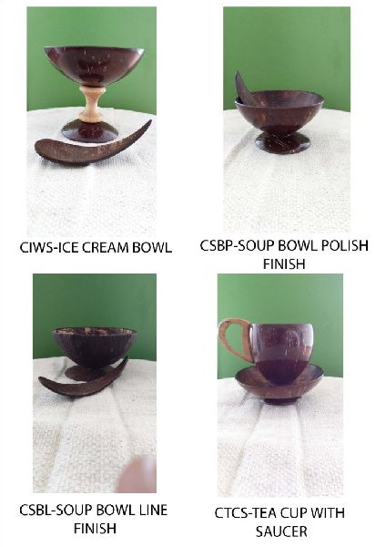 Bio basis coconut shell cups, for dinning, Style : nature