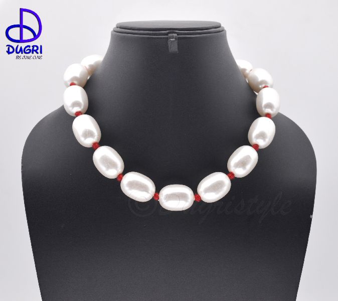 Oval Pearl Necklace, Color : White