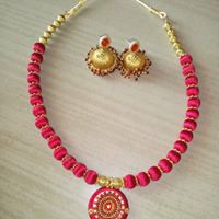 Red silk thread necklace