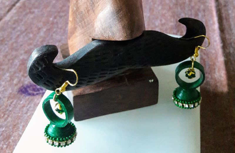 Quilling green earrings