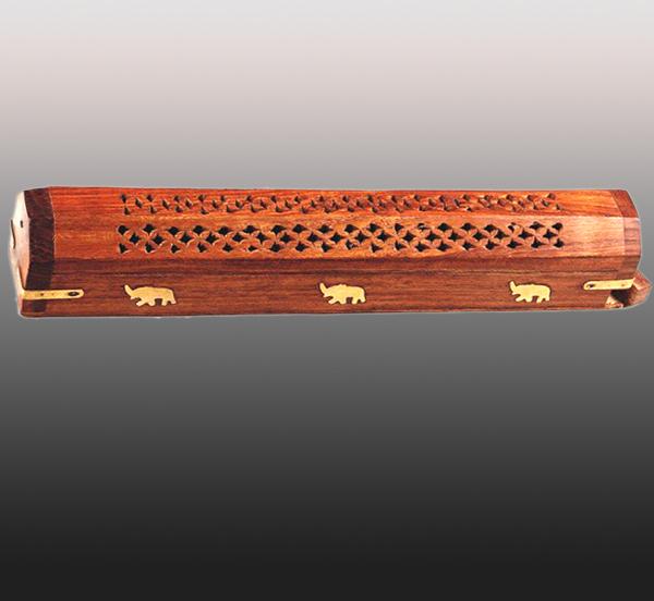 Wood Elephant Coffin Incense Box