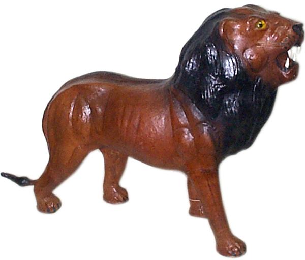 3096 Leather Animal Lion Statue