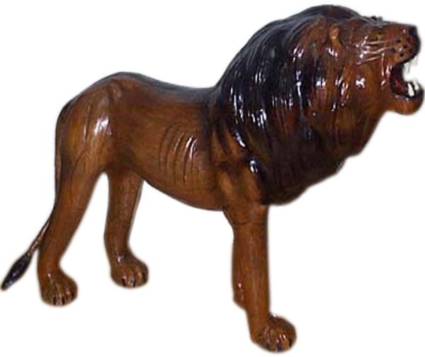 3097 Leather Animal Lion Statue