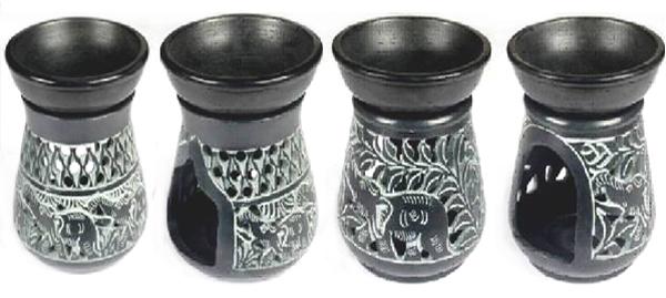 black Soap Stone Aroma Lamp Set