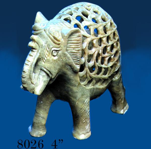 Soap Stone Elephant With Baby Inside - 8026