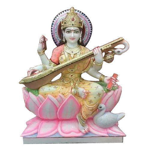 Marble Goddess Saraswati Statue, for Temples