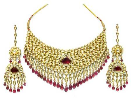 Polished Choker Bridal Necklace Set, Color : Multicolor