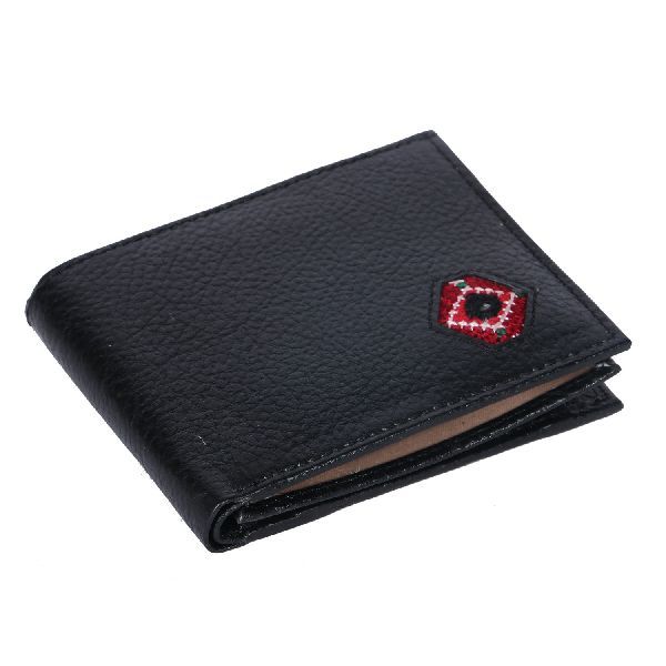 Black Embroidered Mens Wallet