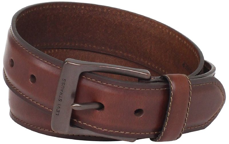 Plain mens leather belt, Technics : Machine Made