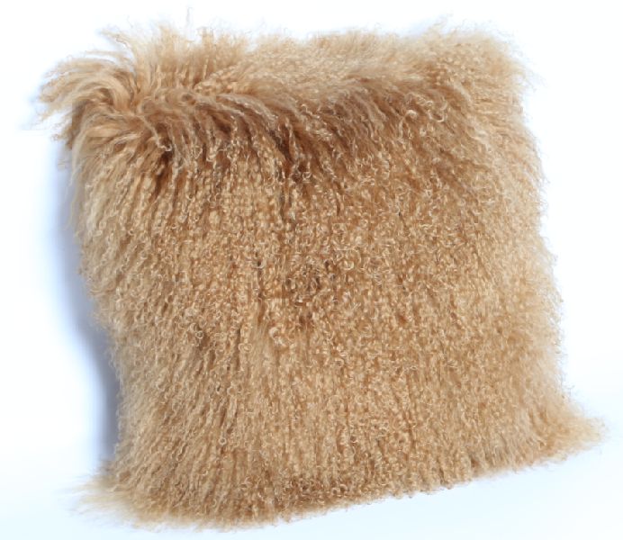 Long Curly Hair Mongolian Lamb Fur Pillow Manufacturer In Wuzhong