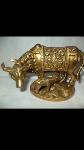 Brass Cow & Calf Statue, for Religious purpose