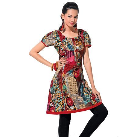 Garden Vareli Mix Printed Kurti, Age Group : Adult