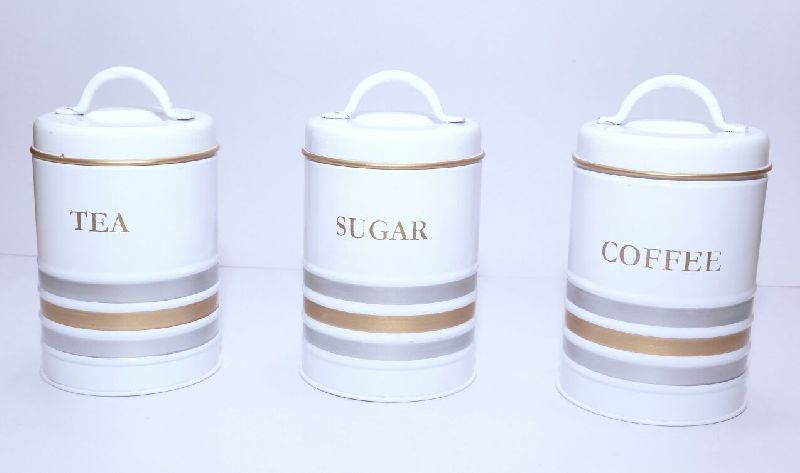 TWS Metal Coffee Containers White