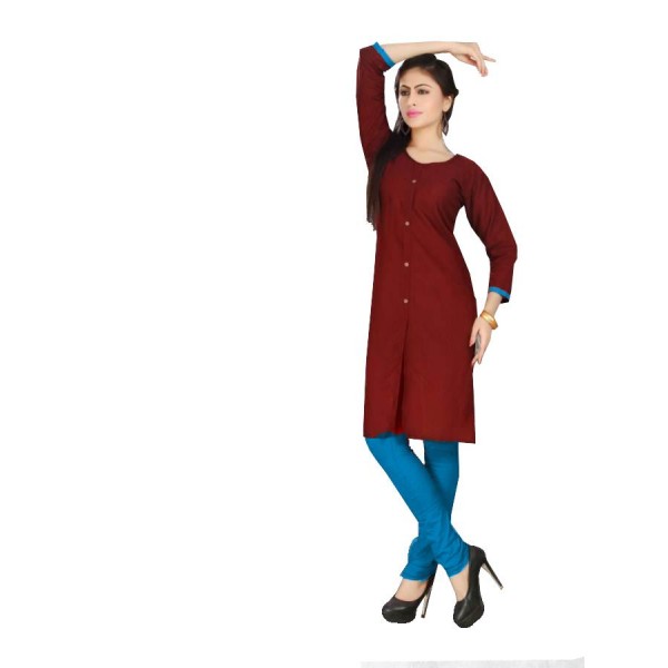Maroon Front Buttoned Kurti