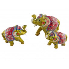 Elephant Set of Three with artistic painting of Rajasthan