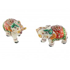 Jaipuri Marble Elephant Pair