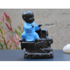 Kung Fu Monk Buddha Smoke Back flow Cone Incense Holder