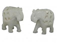 White marble elephant pairwith baby inside