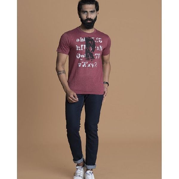 Men T-shirt Round Neck Red