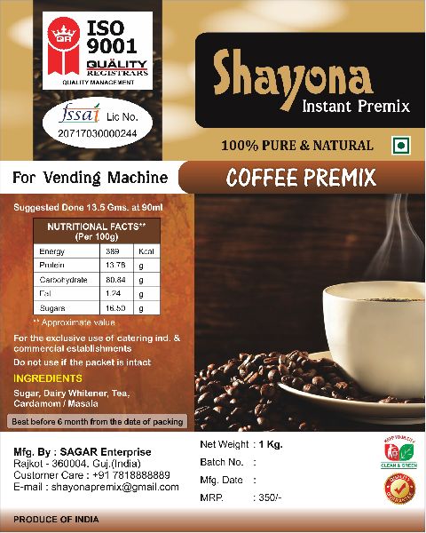 Shayona Coffee Premix, Certification : ISO Certified