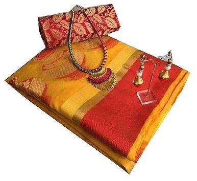 Yellow Matka Jacquard Sarees