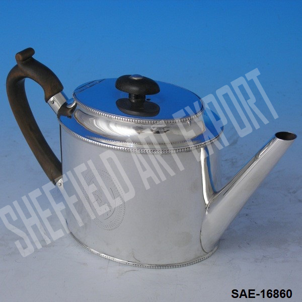 Brass Silver Plated Oval Tea Pot
